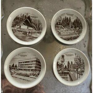 German Porcelain Coasters Set of 4 | Waldkraiburg Stadplatz Architectural Design